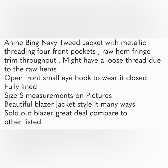 Anine Bing Tweed Blazer Raw Hem Jacket - Picture 14 of 14
